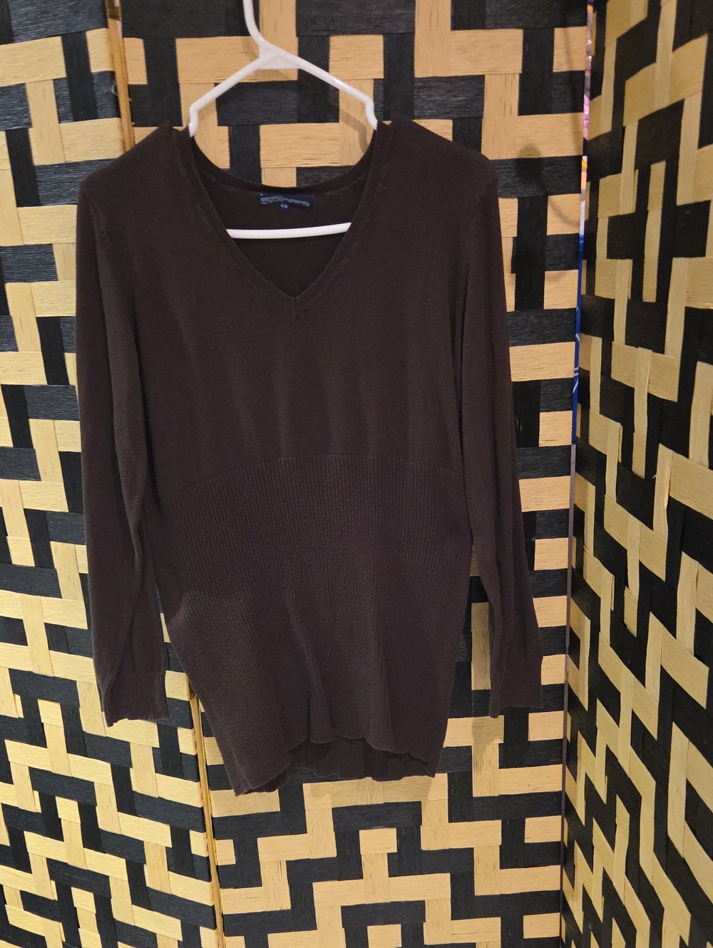Thyme Maternity Brown V-Neck Long Sleeve Sweater
